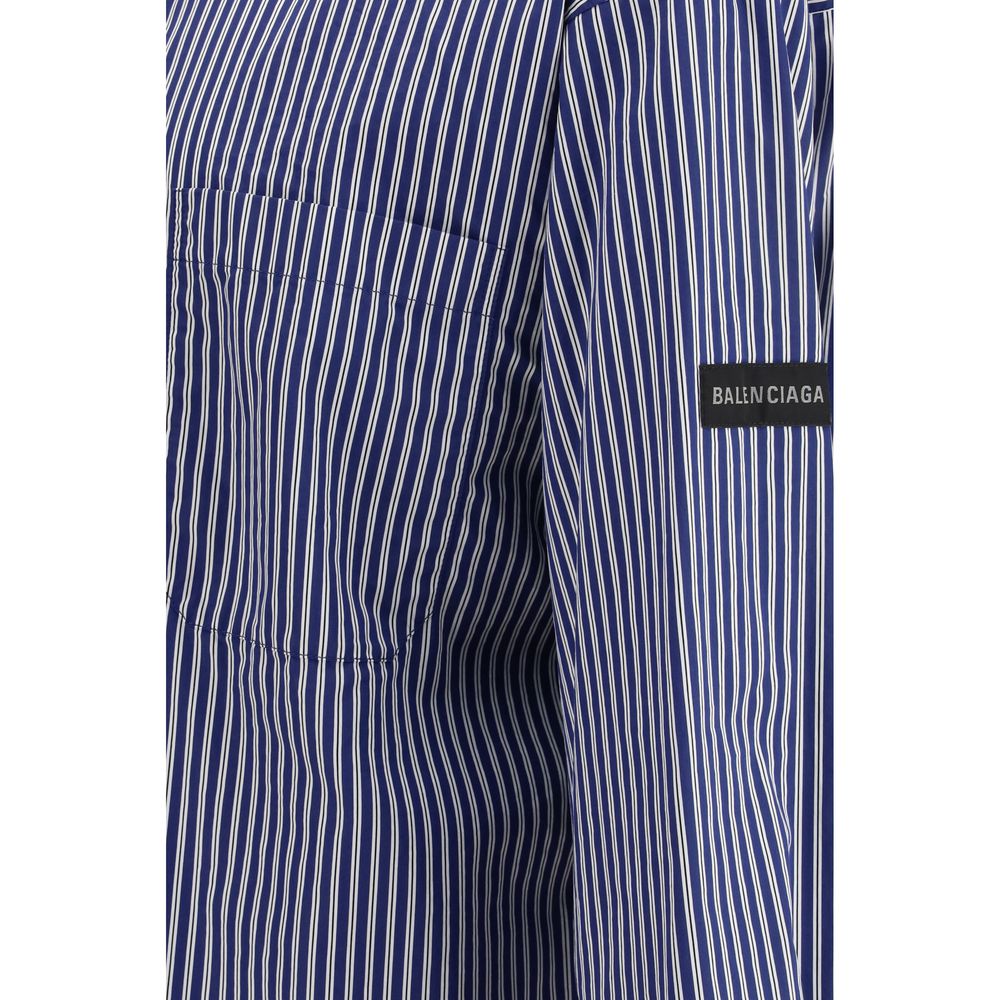 Balenciaga Blue Cotton Pattern Men's Shirt