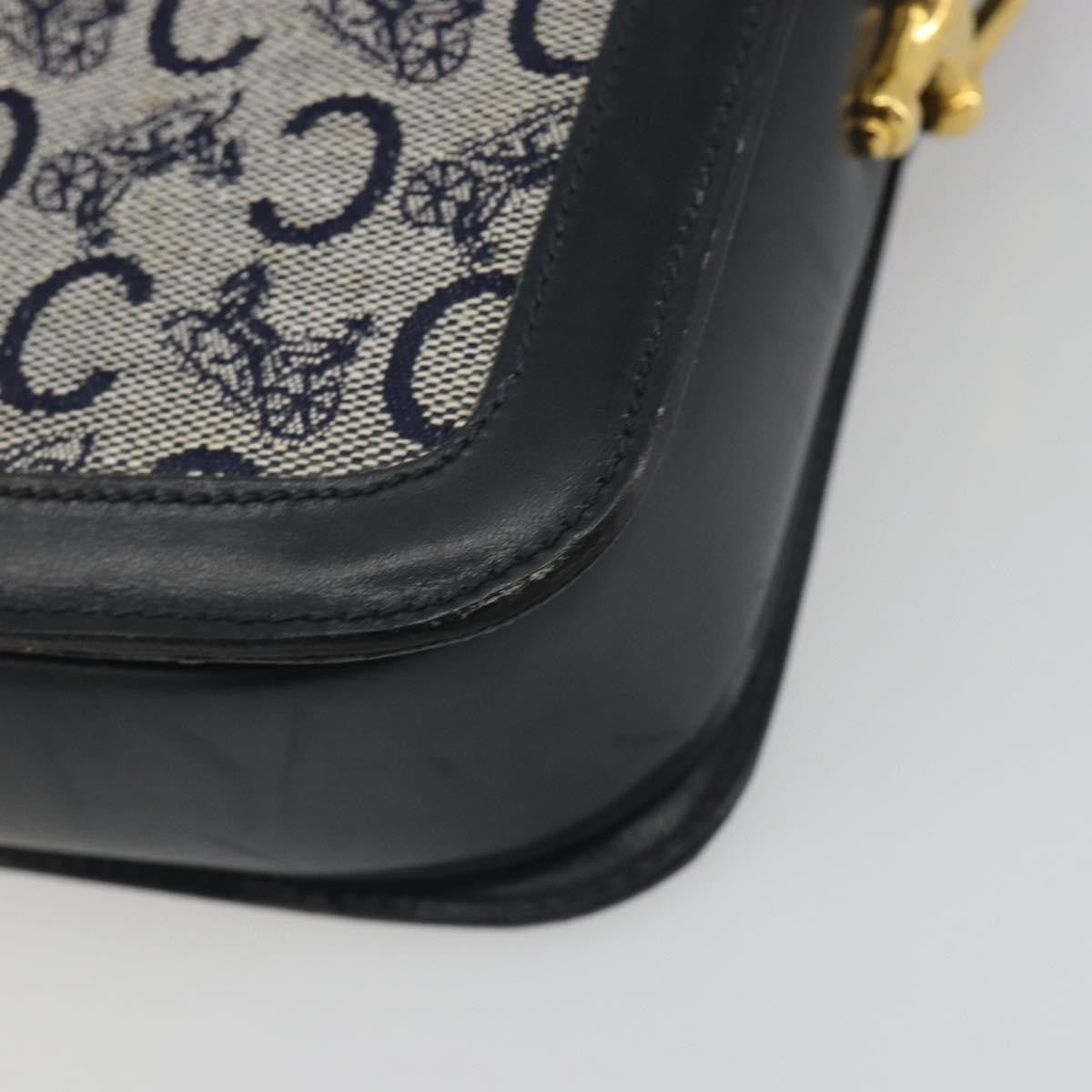 Celine Vintage Horse Carriage C Macadam Canvas And Leather Navy Canvas Shoulder Bag Bag (Pre-Owned)