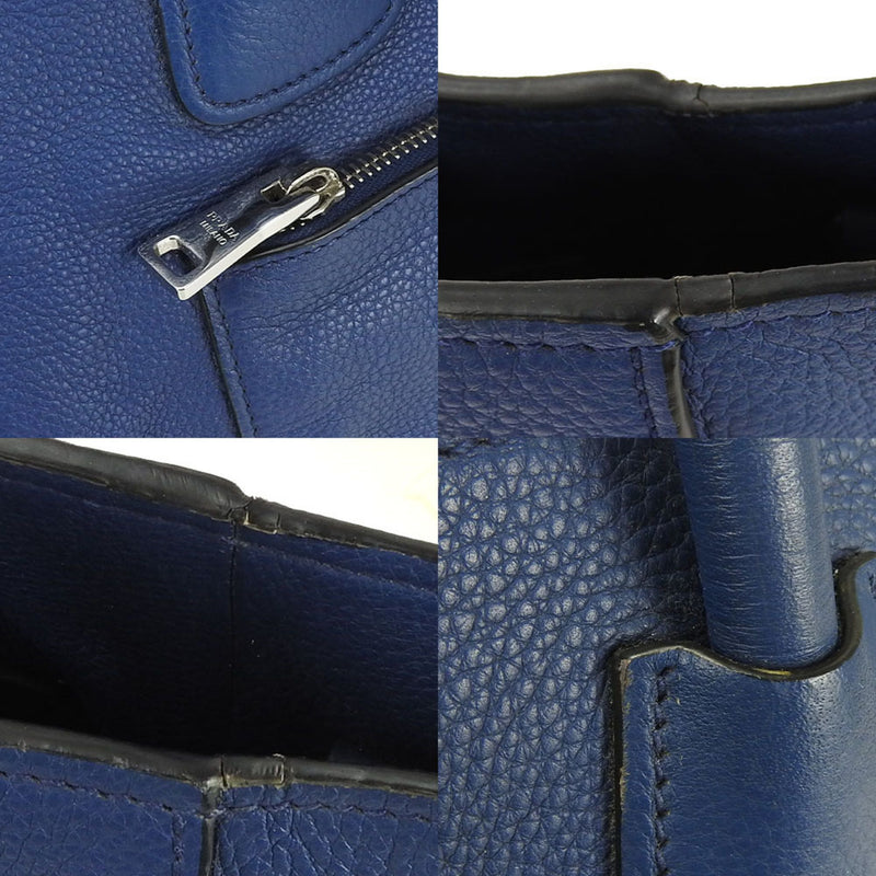 Prada Vitello Blue Leather Tote Bag (Pre-Owned)