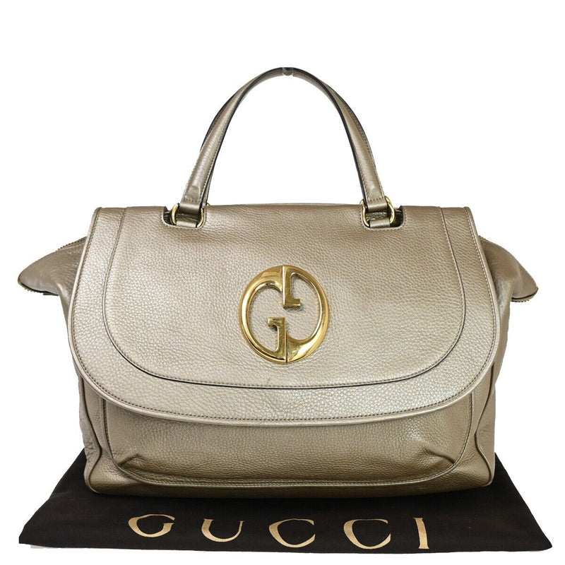 Gucci Double G Gold Leather Handbag (Pre-Owned)