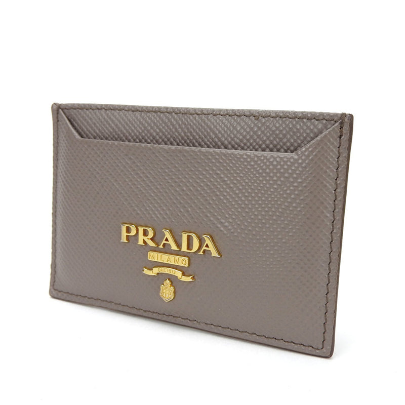 Prada Card Holder Beige Leather Wallet  (Pre-Owned)