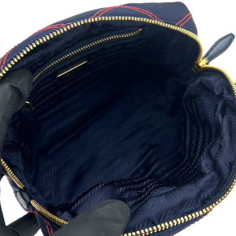 Prada Navy Canvas Clutch Bag (Pre-Owned)