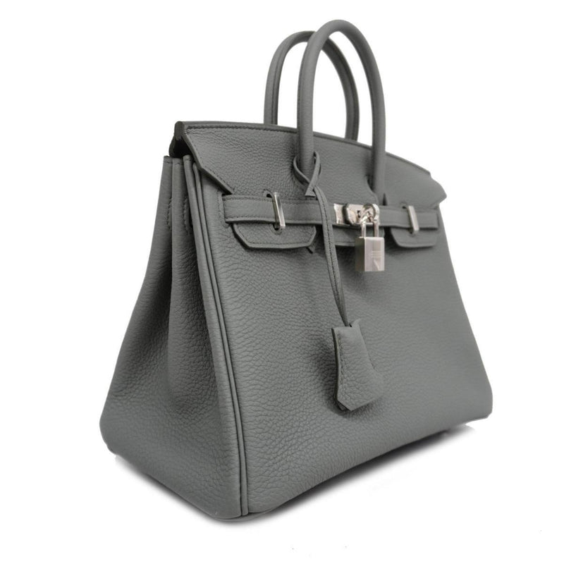 Hermès Birkin 25 Silver Leather Handbag (Pre-Owned)