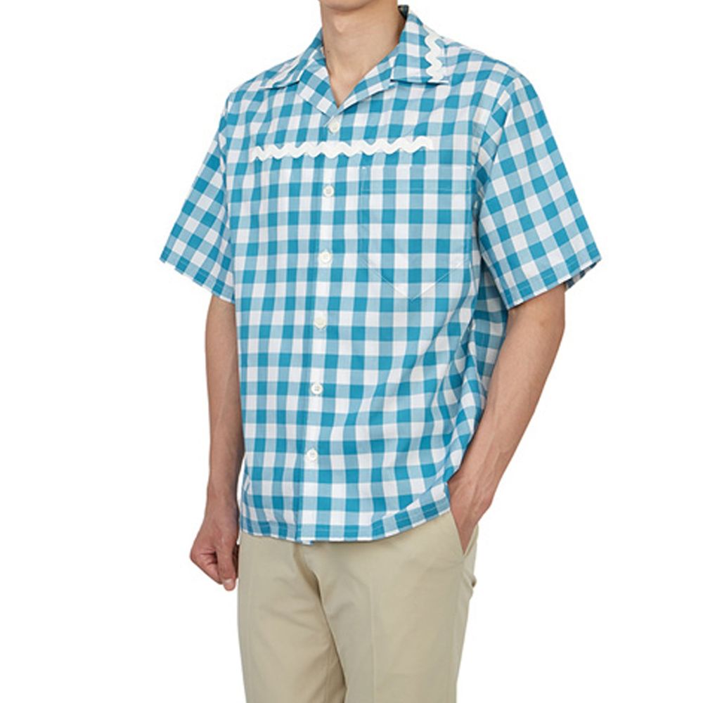 Prada Blue Cotton Pattern Men's Shirt