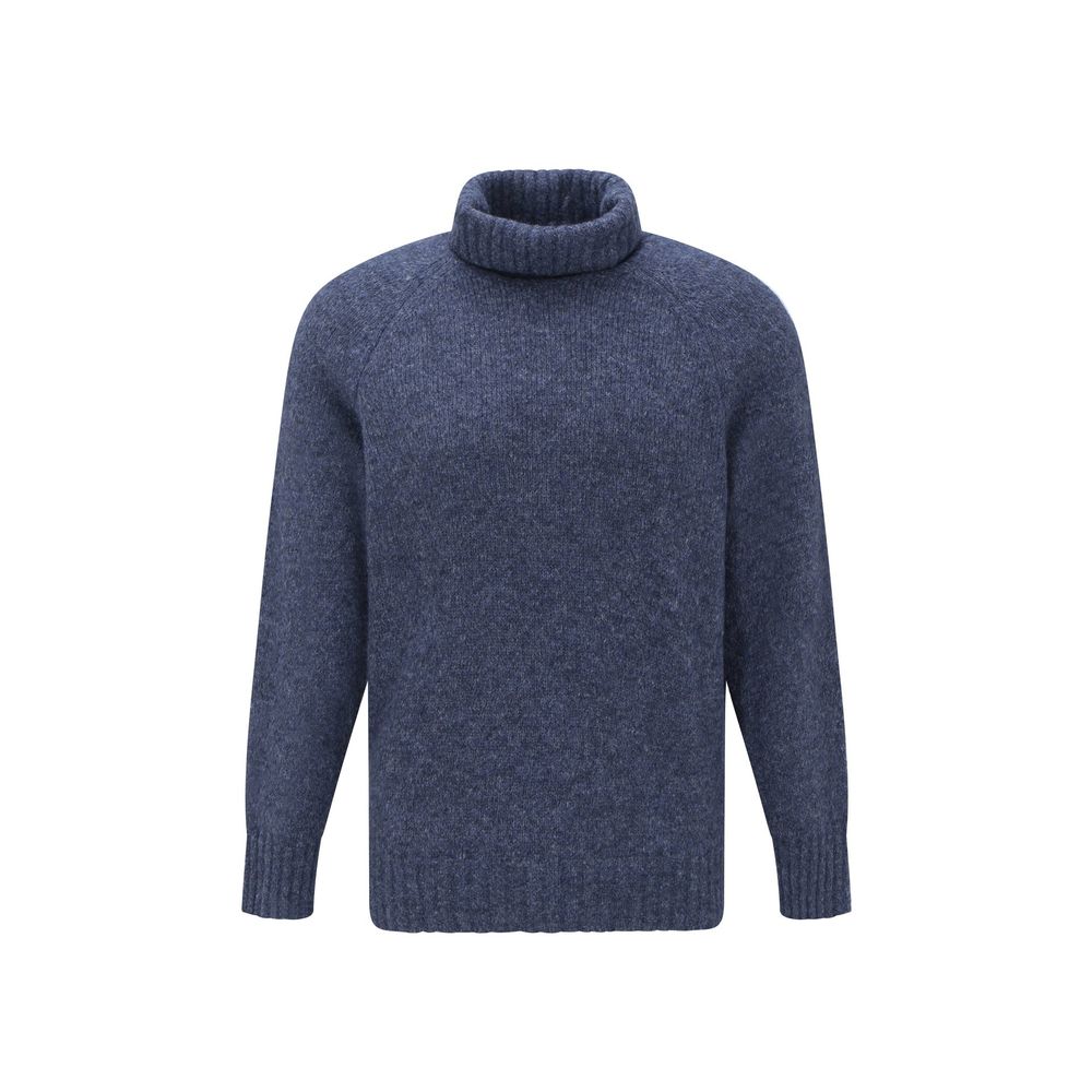 Brunello Cucinelli Blue Alpaca Leather Men's Turtleneck