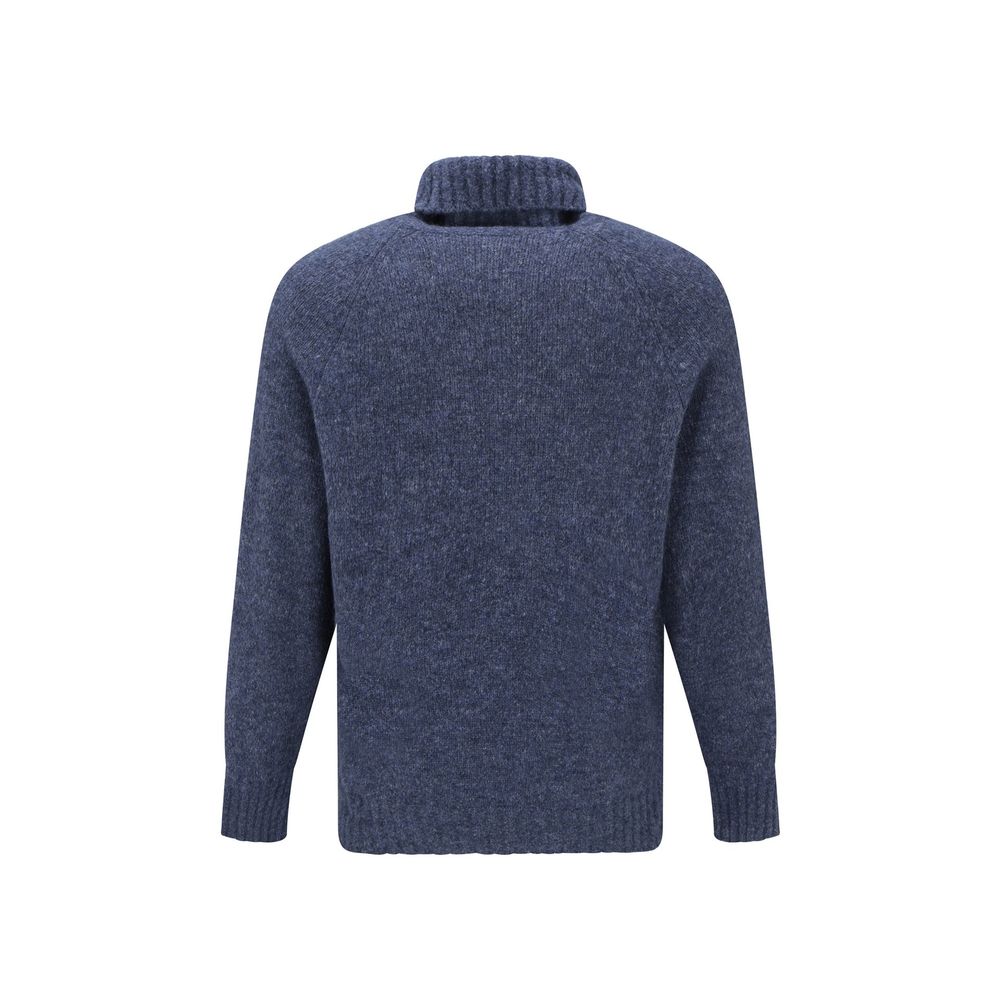 Brunello Cucinelli Blue Alpaca Leather Men's Turtleneck