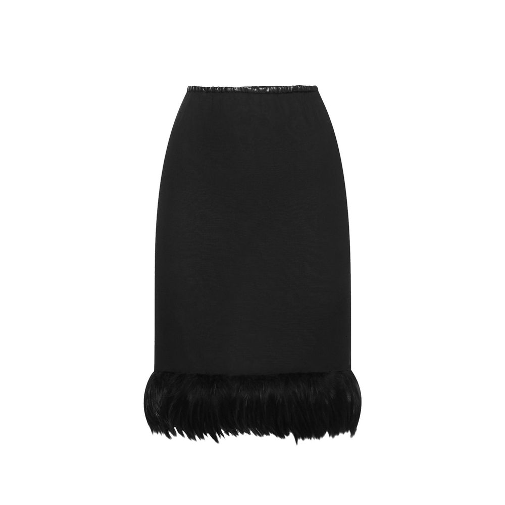 Saint Laurent Black Silk Midi Women's Skirt