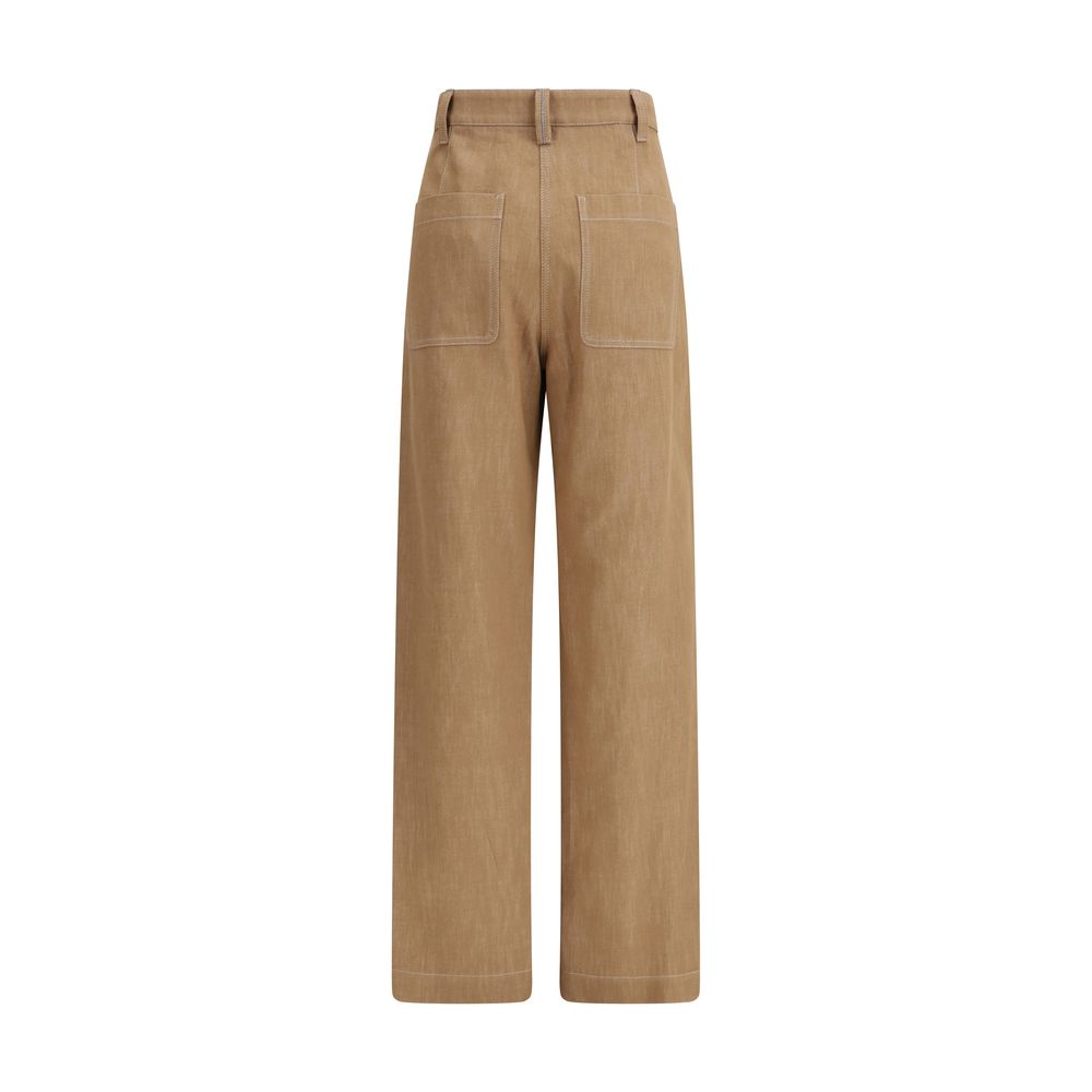 Brunello Cucinelli Brown Cotton Casual Women's Pants