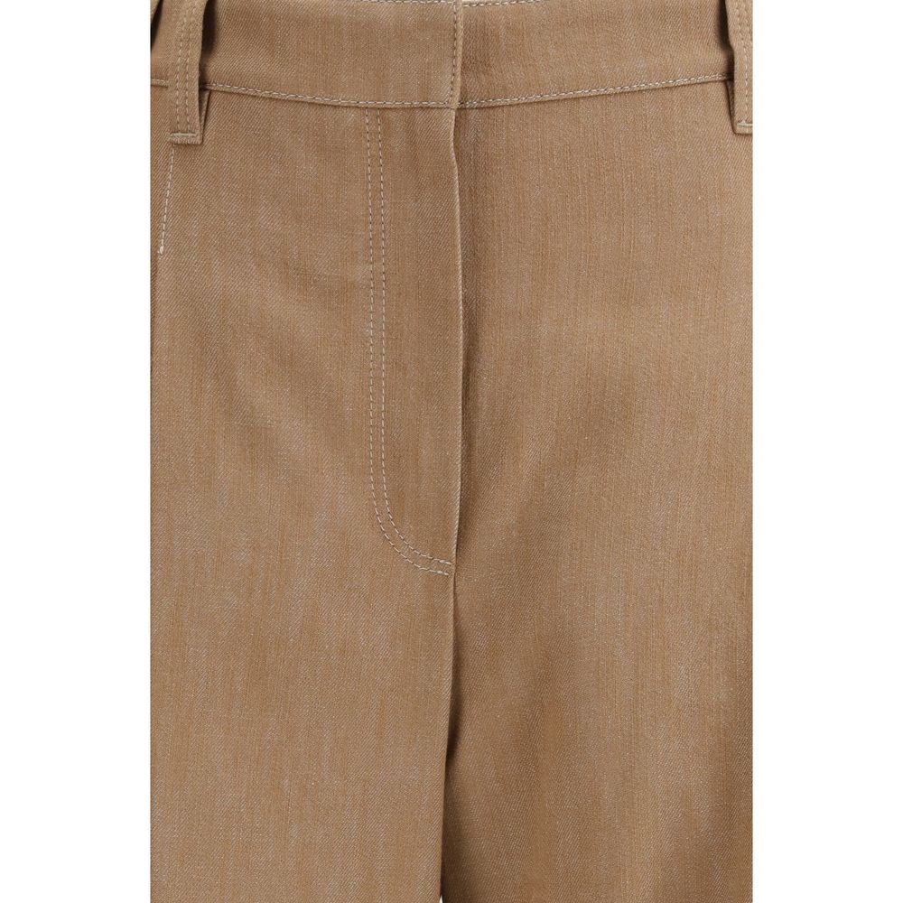Brunello Cucinelli Brown Cotton Casual Women's Pants