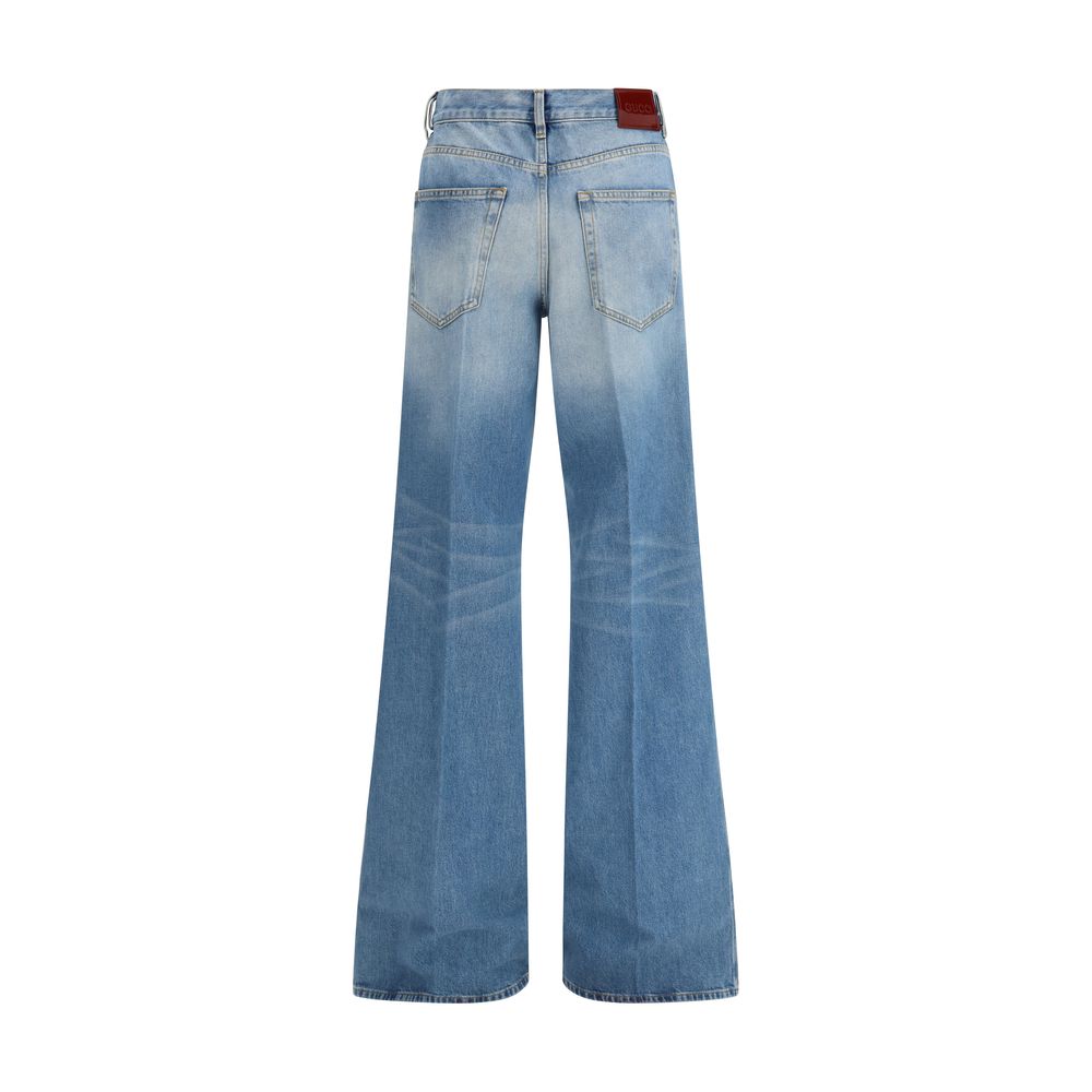 Gucci Blue Cotton Flared Women's Jeans