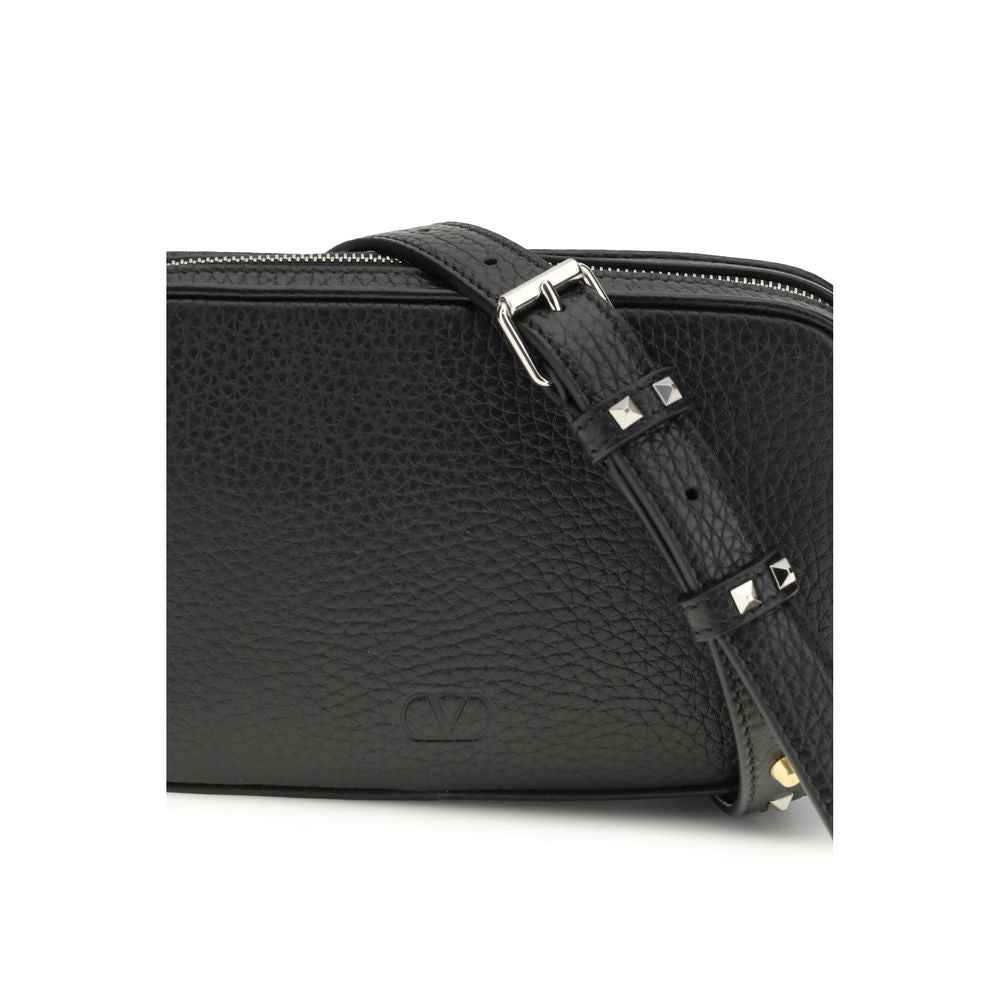 Valentino Garavani Black Calf Leather Bos Taurus Men's Accessories