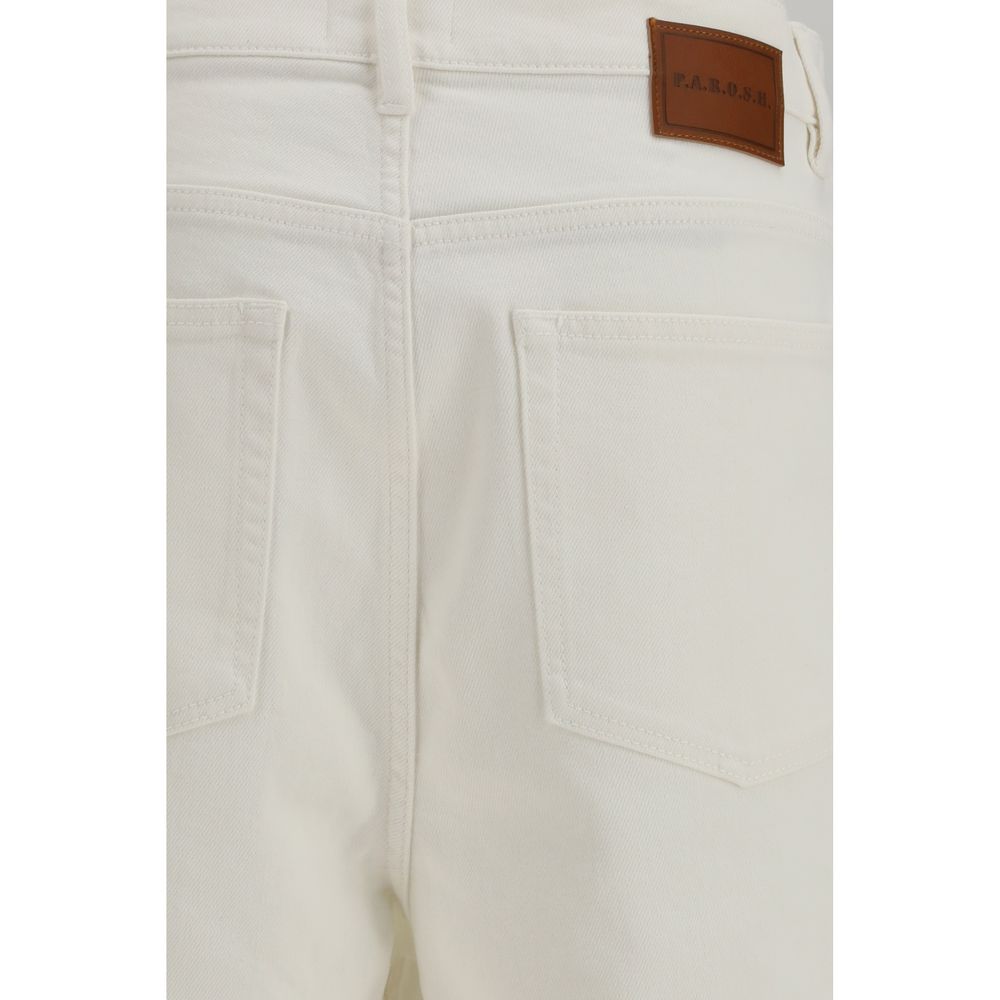 P.A.R.O.S.H. White Cotton Bermuda Women's Shorts