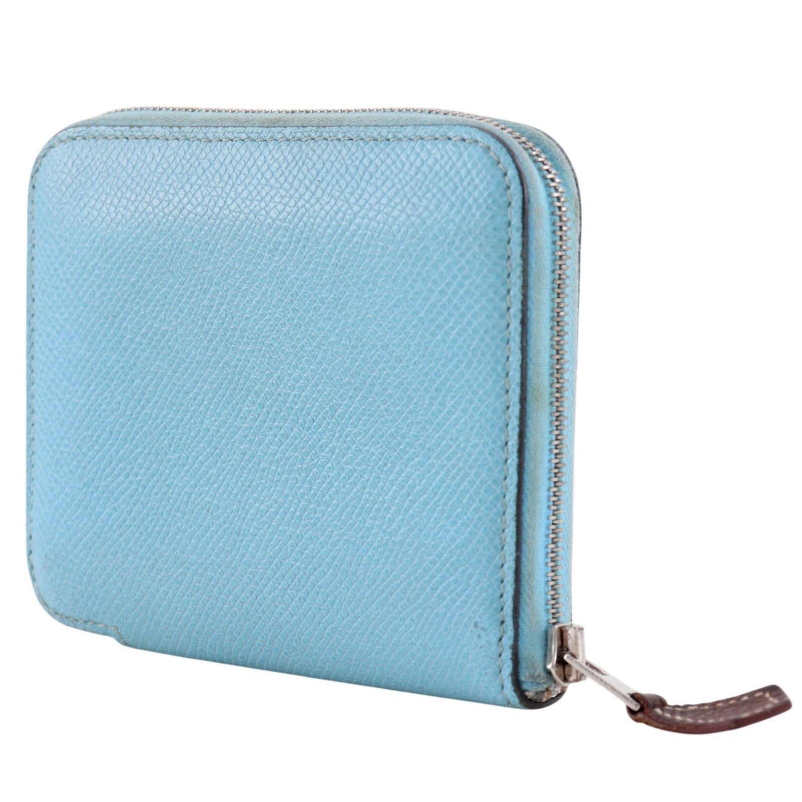 Hermes Azap Silkin Epsom Leather Silk Blue Leather Wallets Accessory (Pre-Owned)