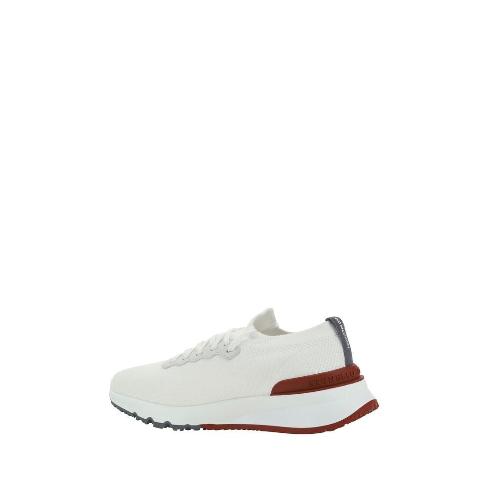 Brunello Cucinelli White Cotton Low Top Men's Sneakers