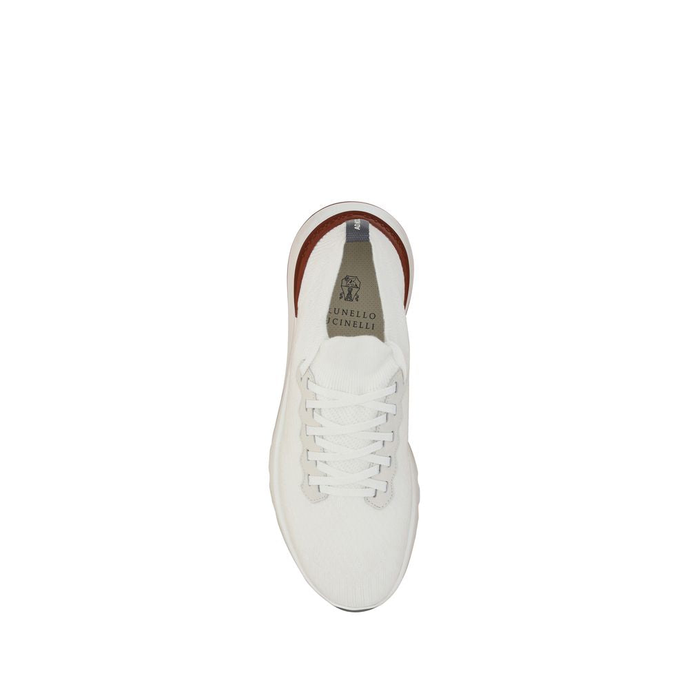 Brunello Cucinelli White Cotton Low Top Men's Sneakers