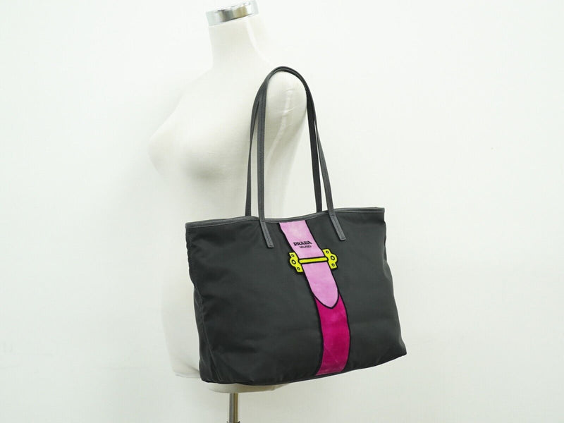 Prada Saffiano Black Synthetic Tote Bag (Pre-Owned)
