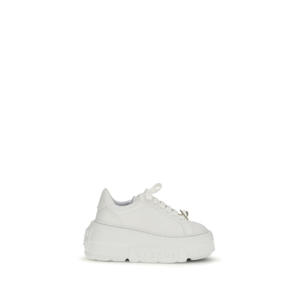 Casadei White Calf Leather Bos Taurus Platform Women's Sneakers