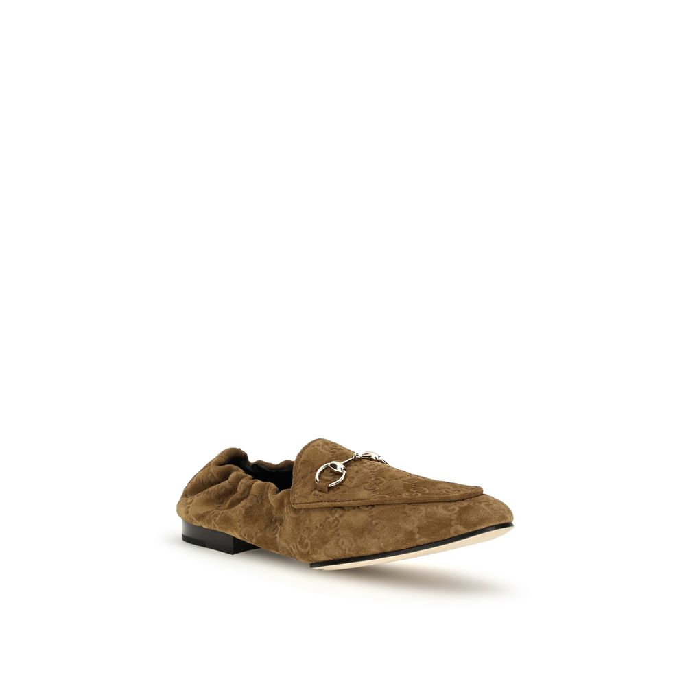 Gucci Brown Calf Leather Bos Taurus Slip-On Women's Loafers