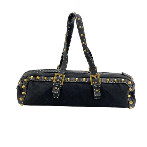 Fendi Selleria Black Canvas Handbag (Pre-Owned)