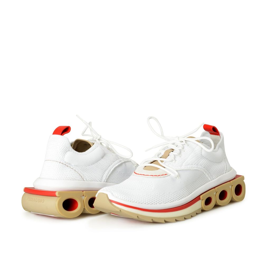 Salvatore Ferragamo White Fabric Athletic Men's Sneakers