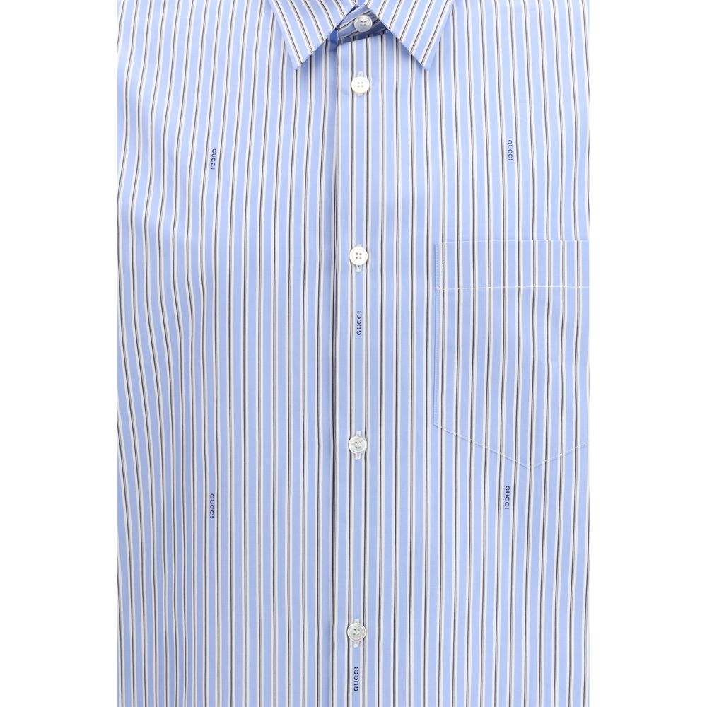 Gucci Blue Cotton Pattern Men's Shirt