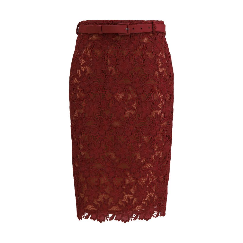 Self-Portrait Bordeaux Polyester Midi Women's Skirt
