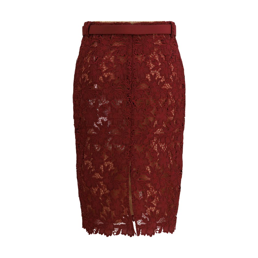 Self-Portrait Bordeaux Polyester Midi Women's Skirt