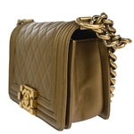 Chanel Boy Gold Leather Shoulder Bag (Pre-Owned)