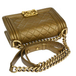 Chanel Boy Gold Leather Shoulder Bag (Pre-Owned)