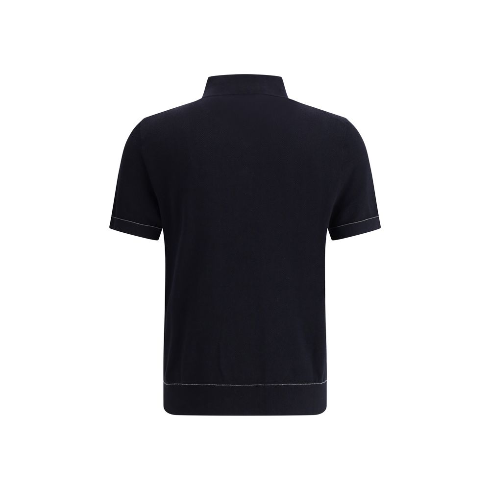 Brioni Black Cotton Polo Men's Shirt