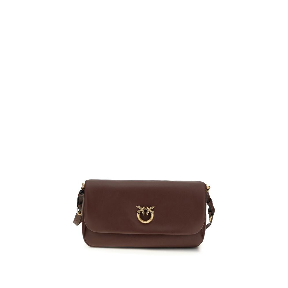 PINKO Brown Calf Leather Bos Taurus Shoulder Women's Bag