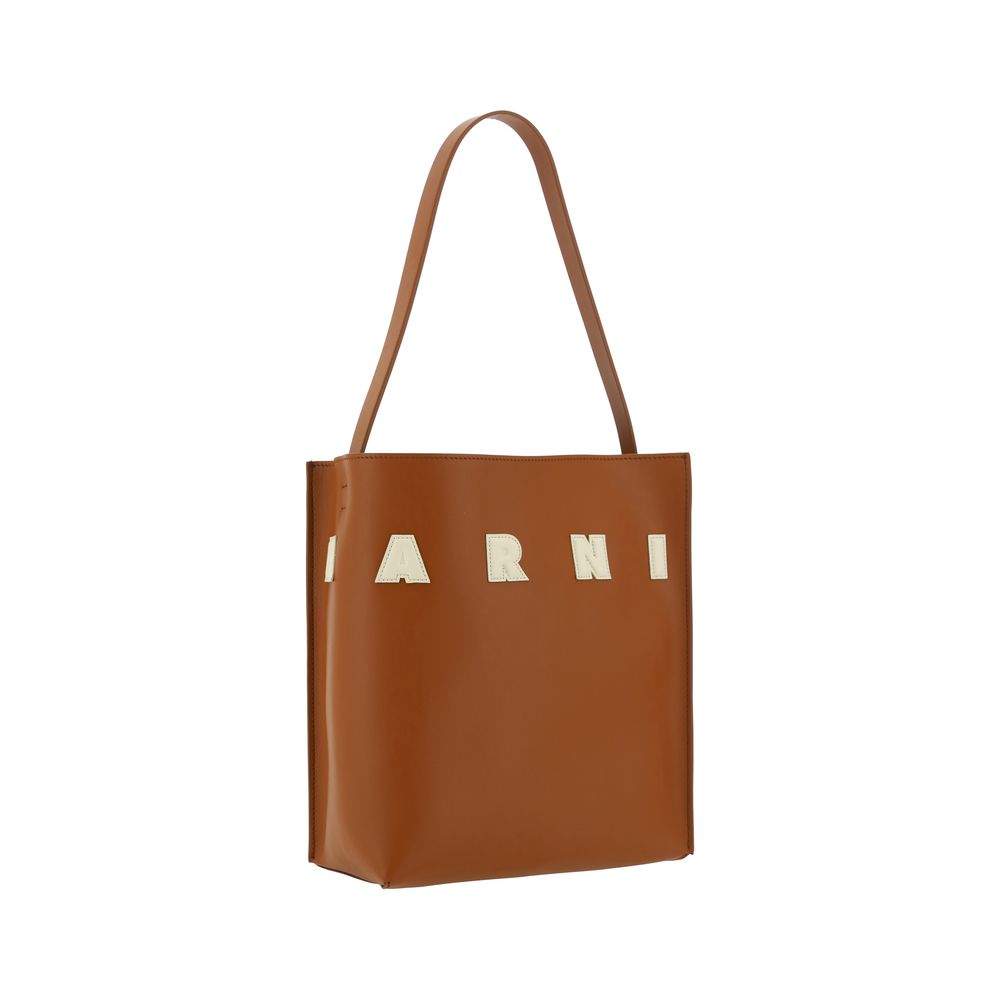 Marni Brown Calf Leather Bos Taurus Shoulder Women's Bag