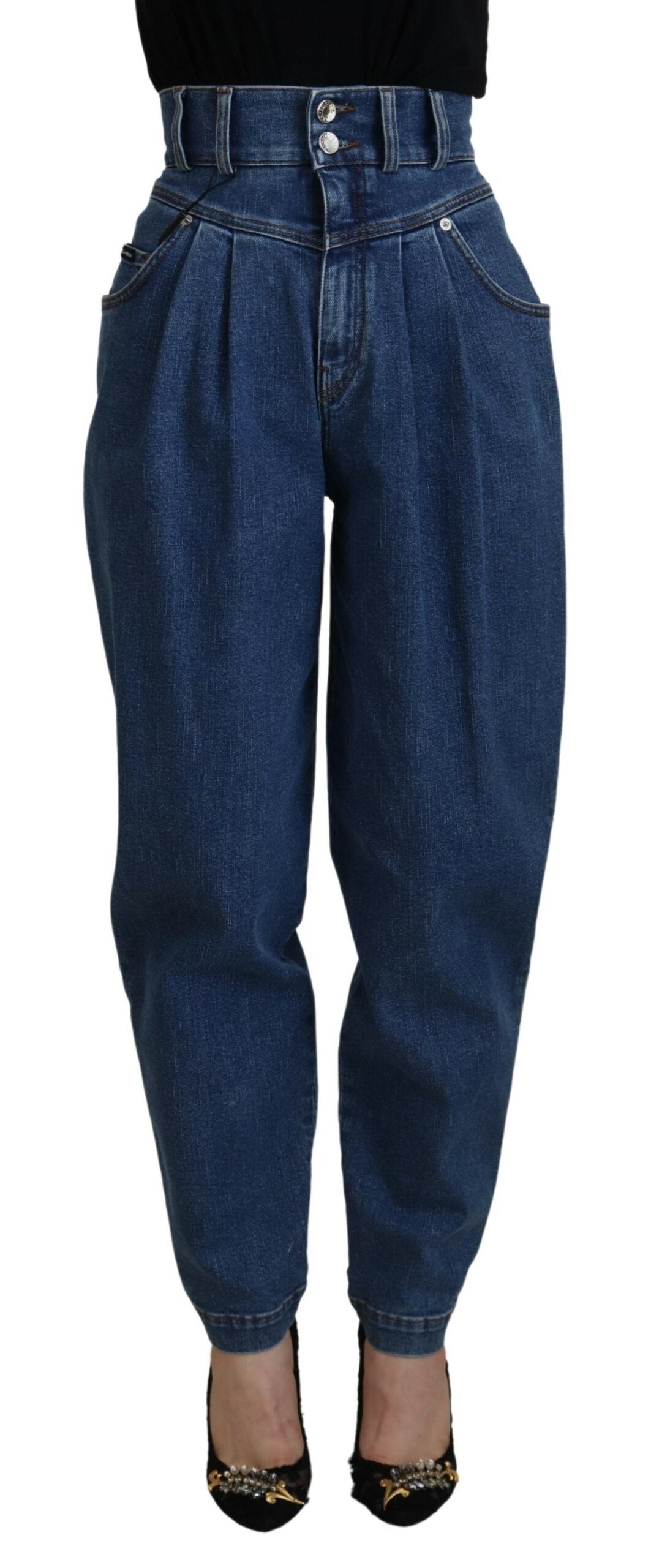 Dolce & Gabbana Blue Cotton High-Waisted Women's Jean