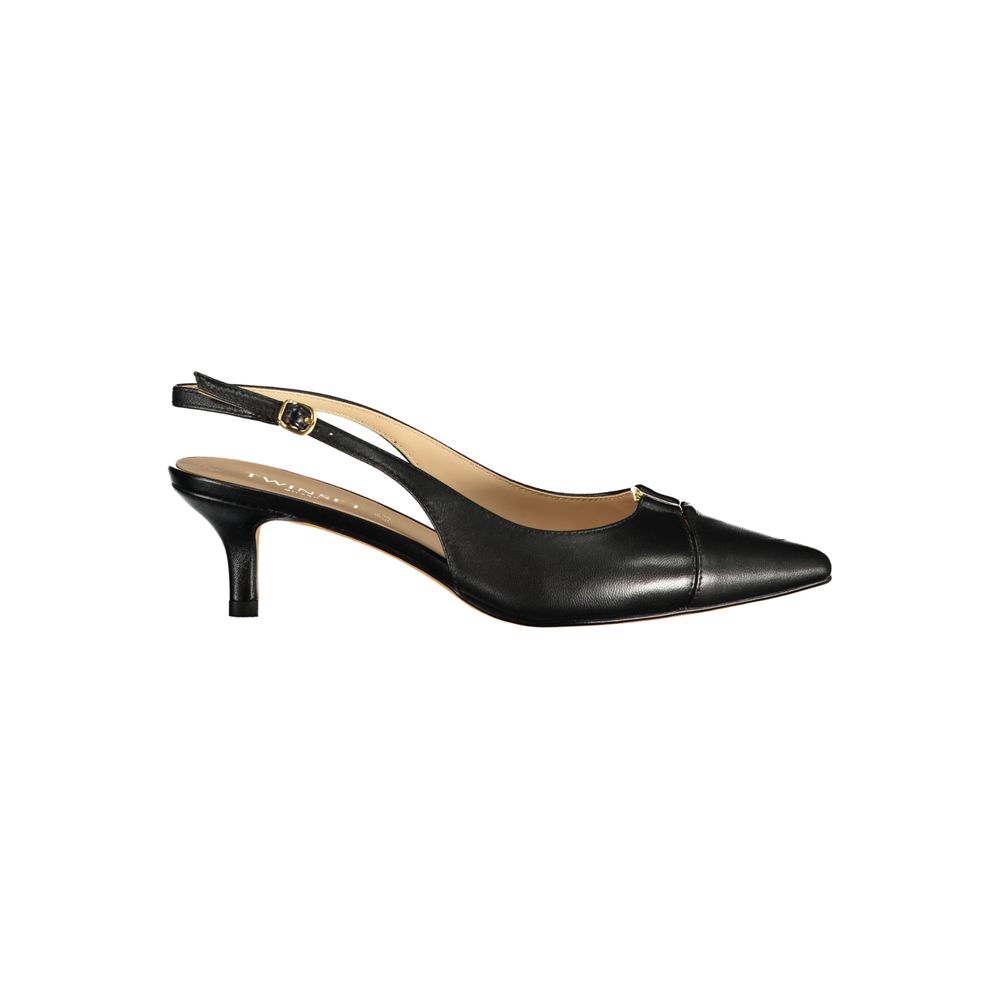 Twinset Black Leather Women Women's Sandal