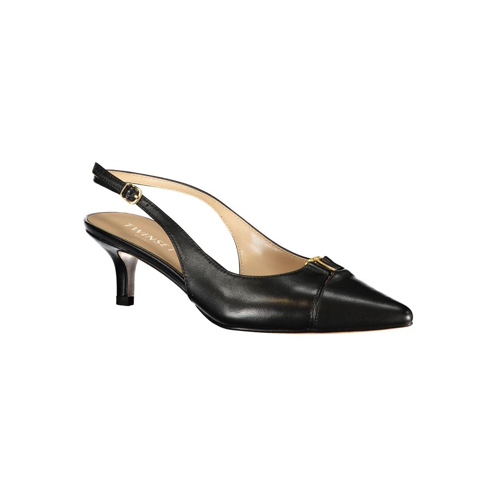 Twinset Black Leather Women Women's Sandal