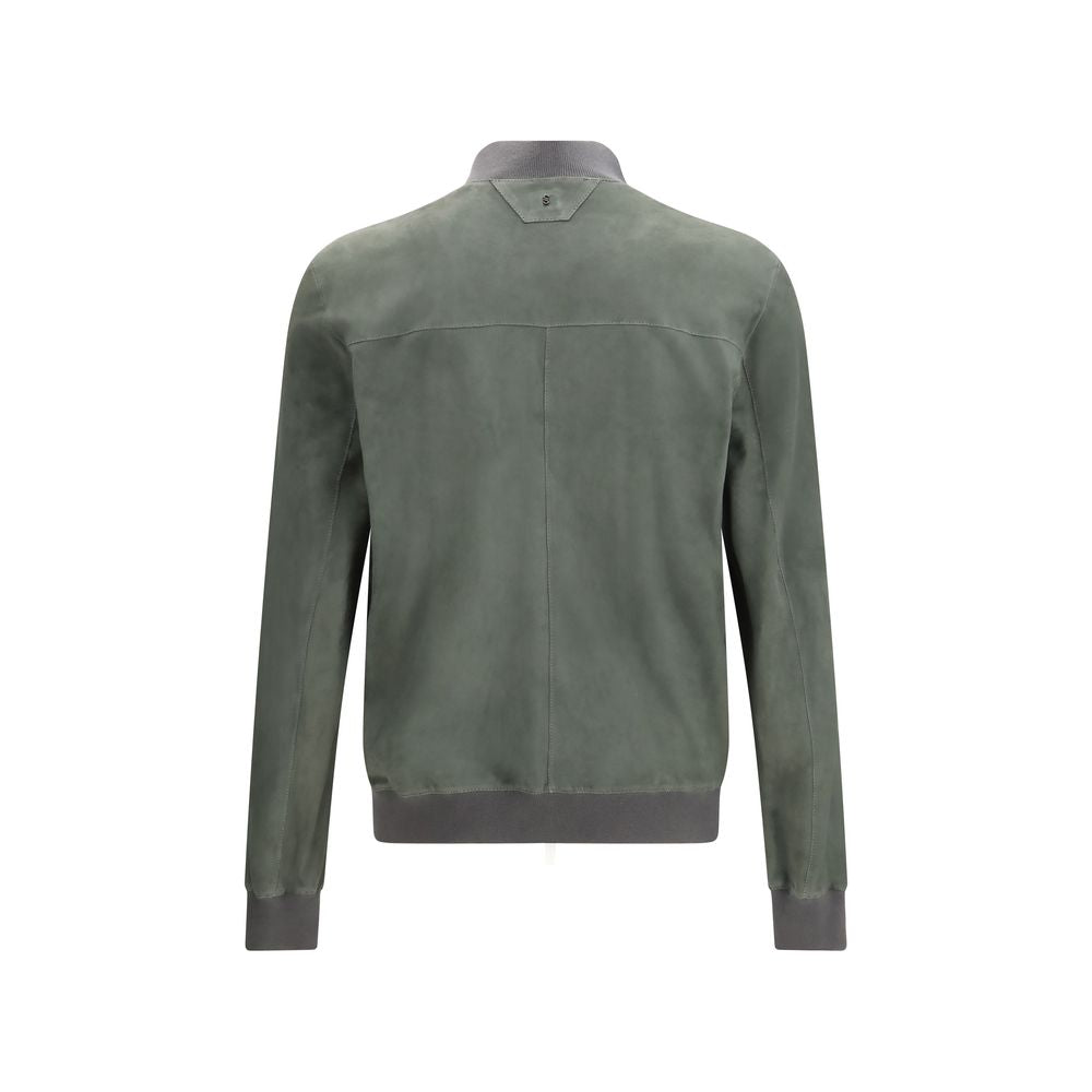 Salvatore Santoro Bicolor Calf Leather Bos Taurus Men's Bomber