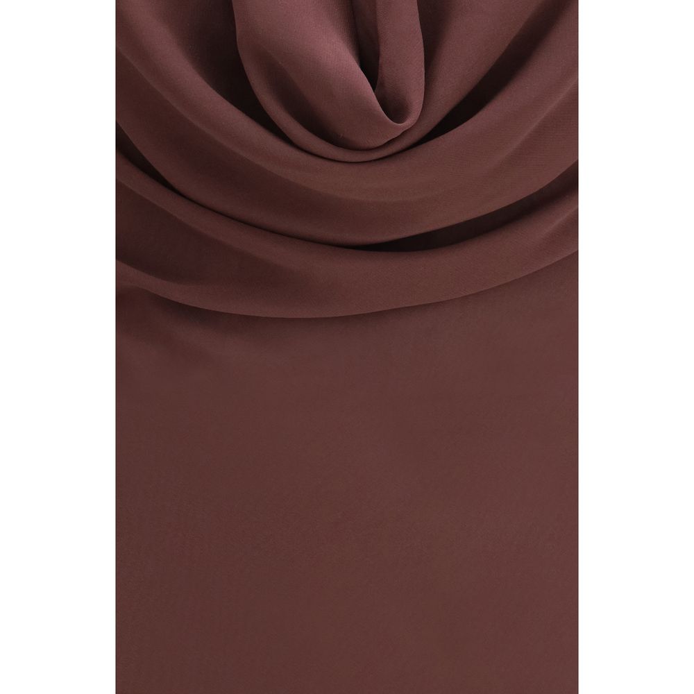 The Andamane Brown Silk Long Women's Dress