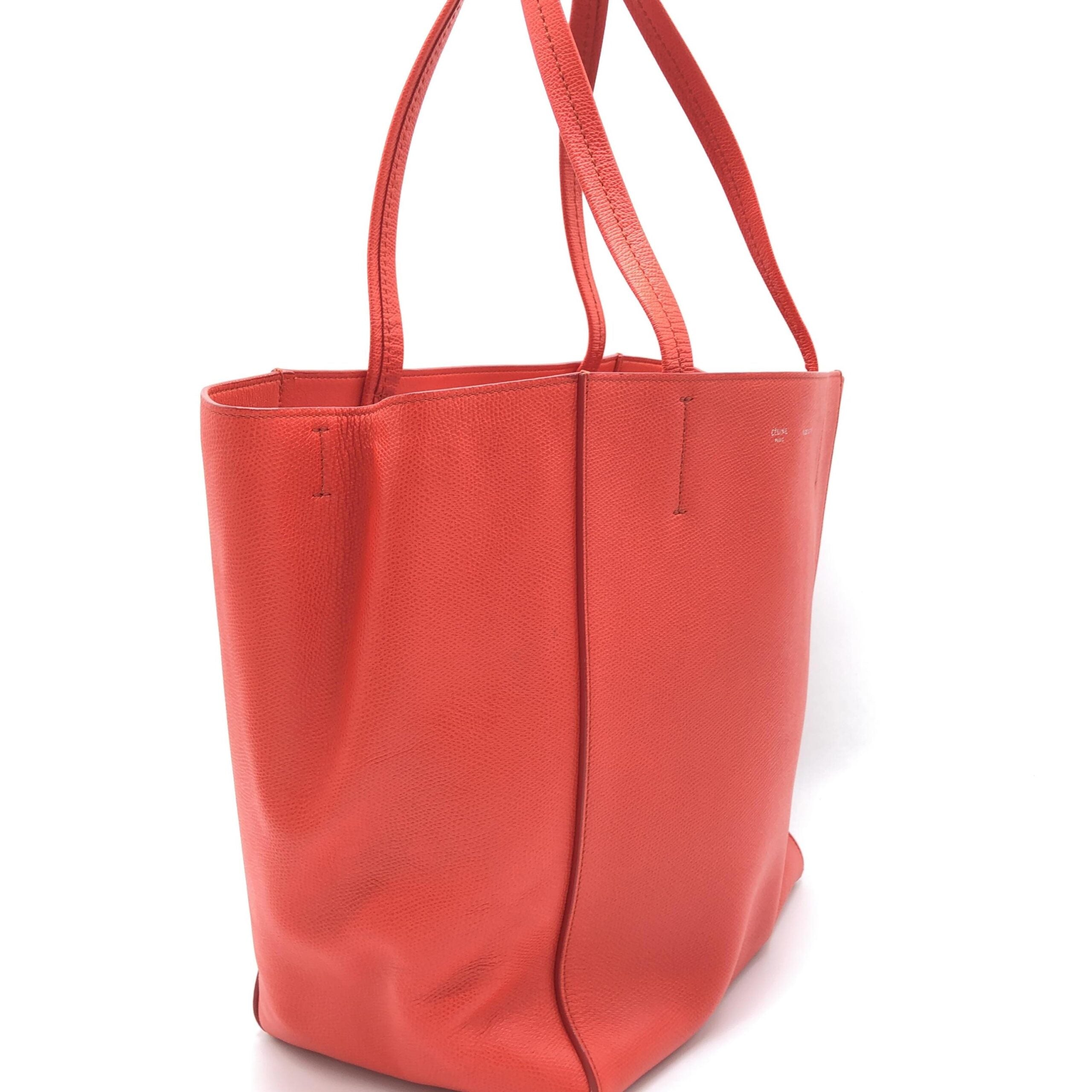 Celine Cabas Phantom Red Pebbled Leather Tote Women's Bag (Pre-Owned)
