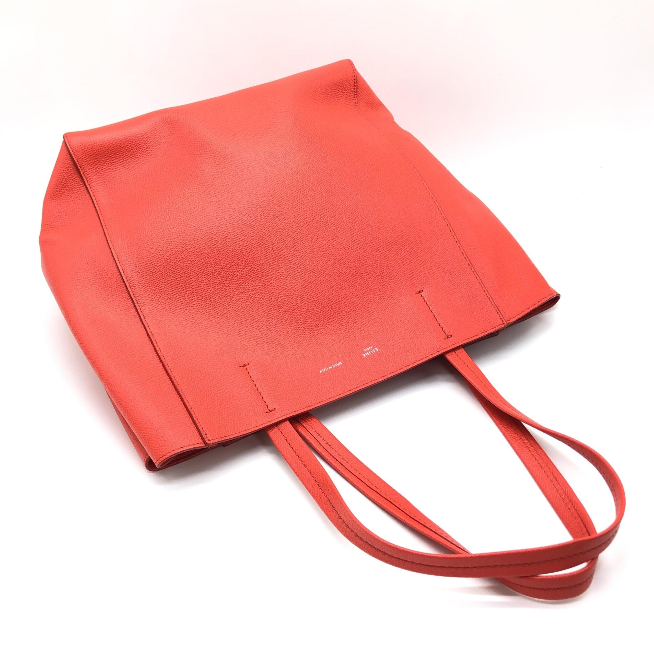 Celine Cabas Phantom Red Pebbled Leather Tote Women's Bag (Pre-Owned)