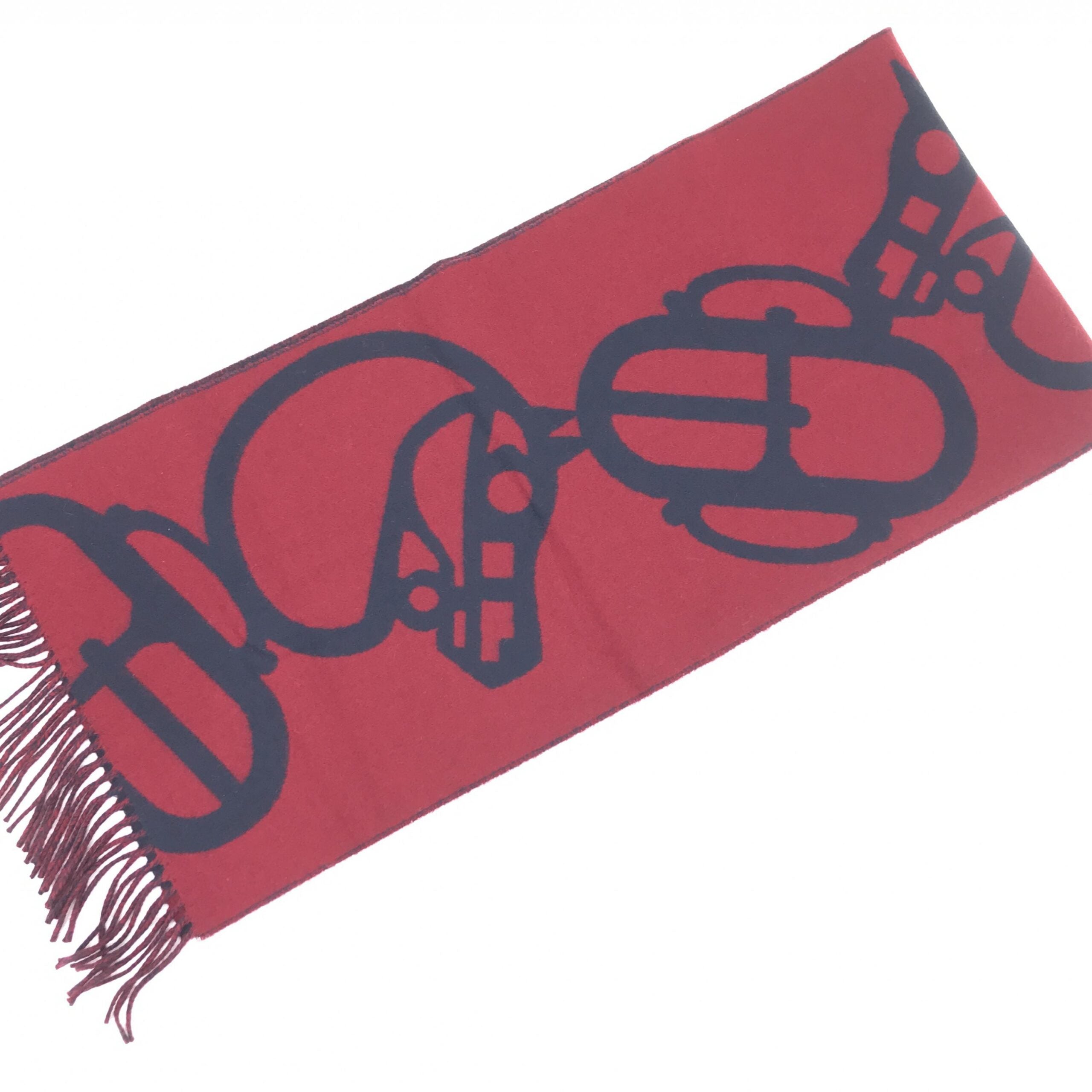 Hermès Cashmere Muffler In Burgundy Women's Color (Pre-Owned)