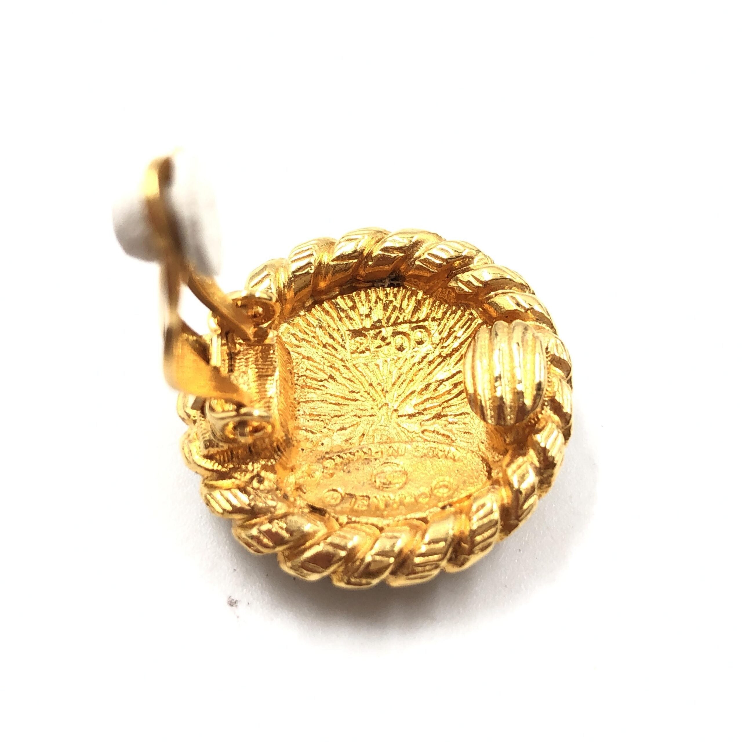 Chanel Gold Plated CC Clip On Women's Earrings (Pre-Owned)