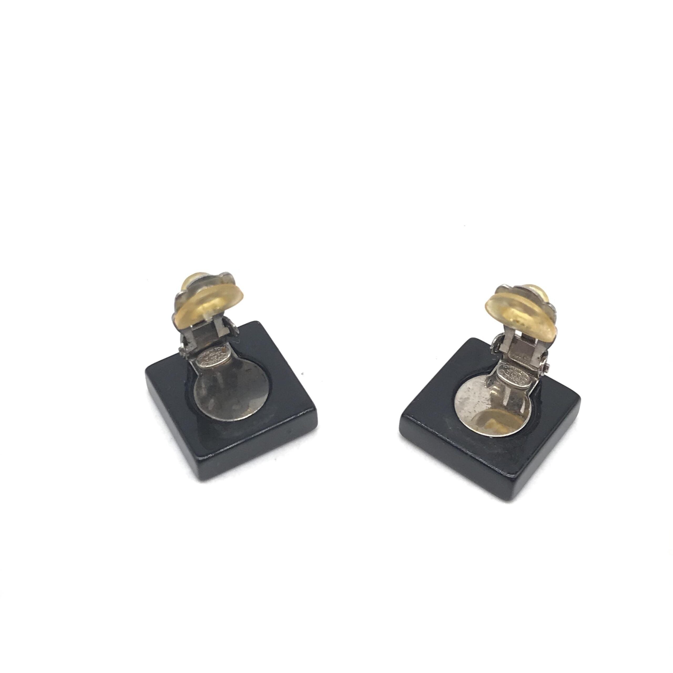 Chanel Coco Mark Square Clip-On Women's Earrings (Pre-Owned)