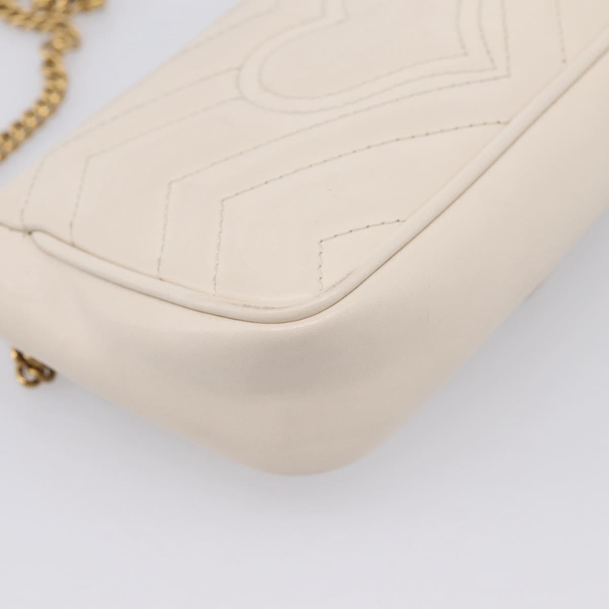 Gucci Gg Marmont Flap Chain Gg Coated Canvas And Leather Beige Leather Shoulder Bag Bag (Pre-Owned)