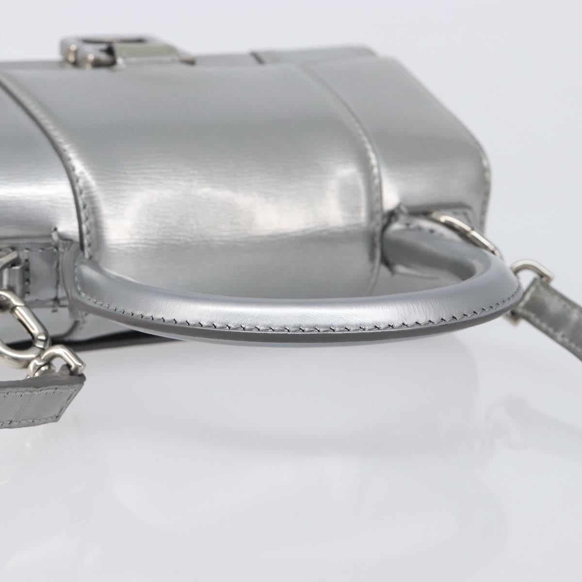 Balenciaga Hourglass Top Handle Leather Silver Leather Handbag (Pre-Owned)