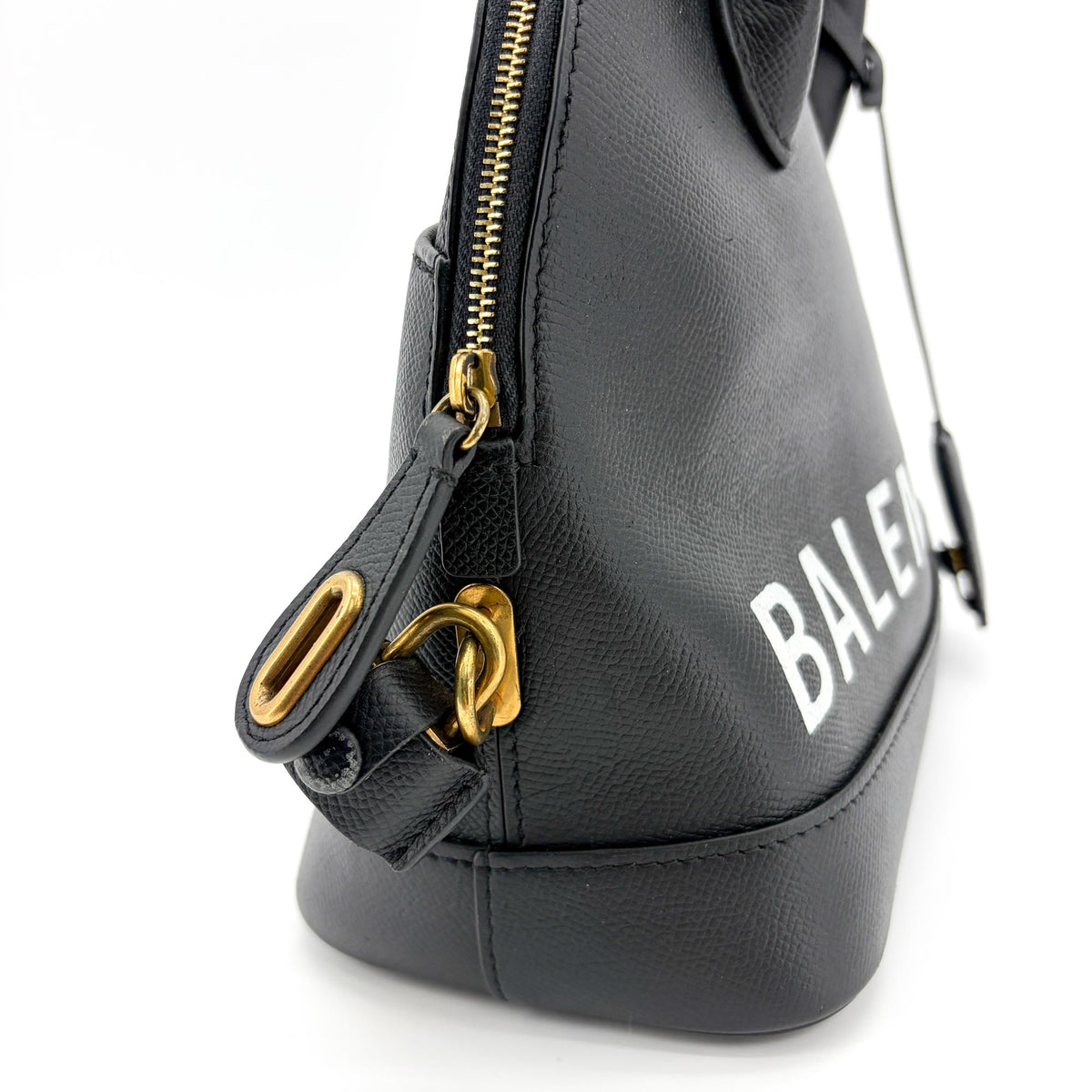 Balenciaga Logo Ville Leather Black Calfskin Handbag (Pre-Owned)