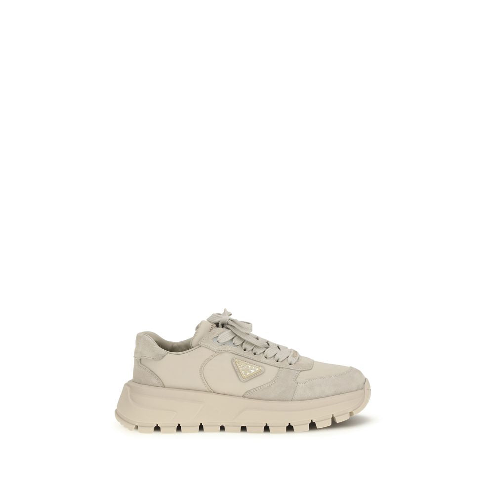 Prada Beige Calf Leather Bos Taurus Athletic Women's Sneakers