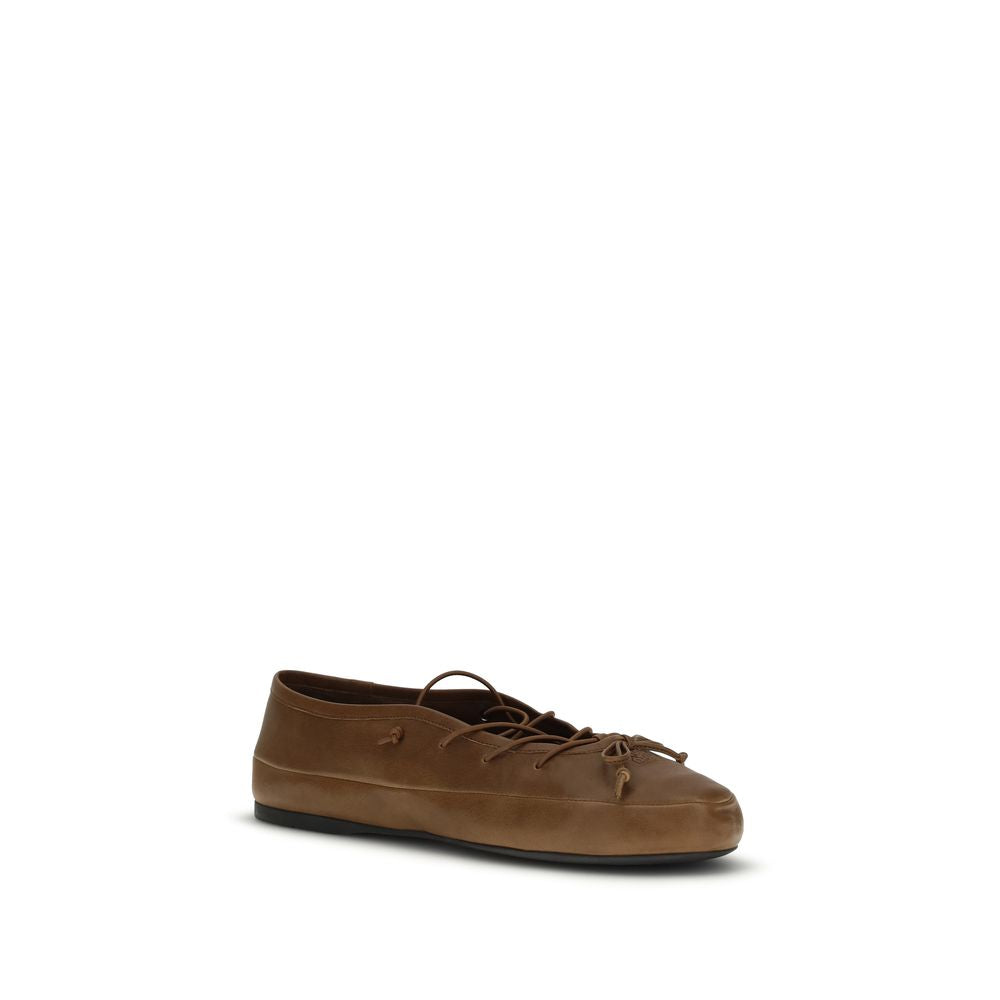 Miu Miu Brown Lamb Ovis Aries Aries Ballet Women's Flats