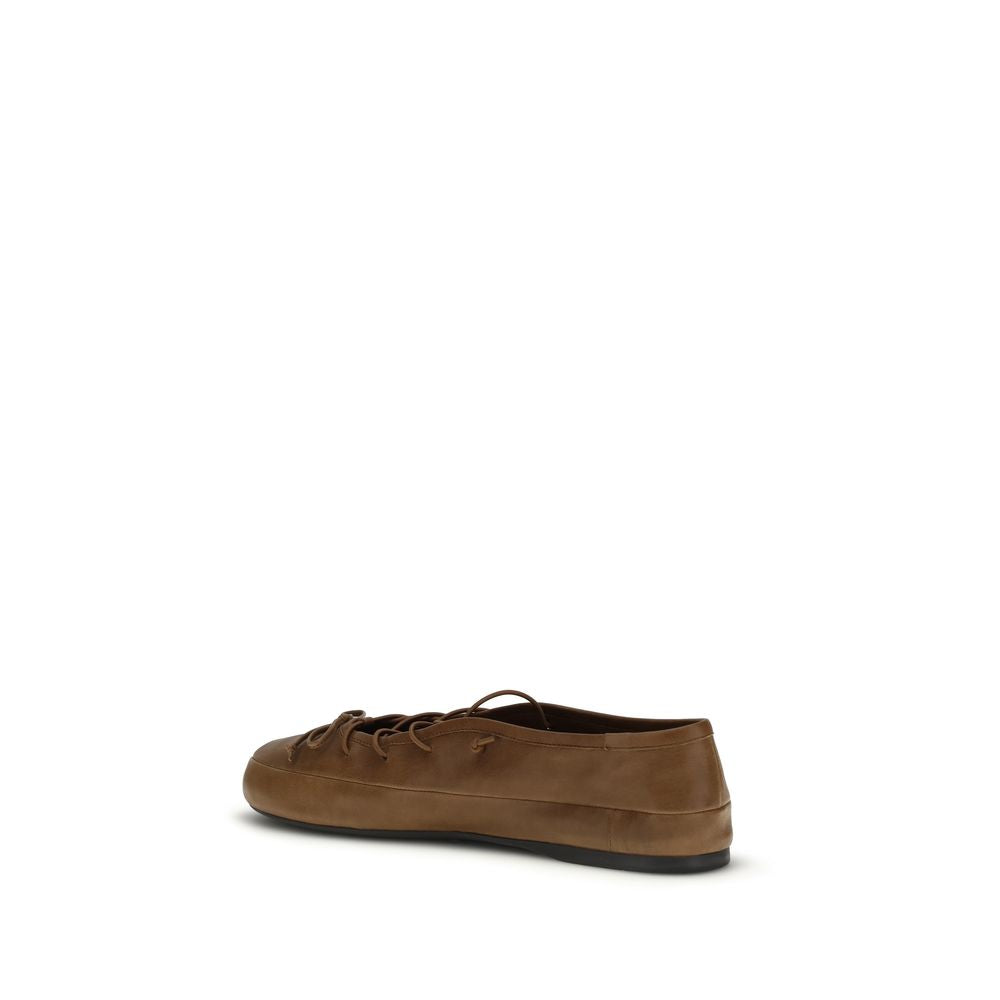 Miu Miu Brown Lamb Ovis Aries Aries Ballet Women's Flats