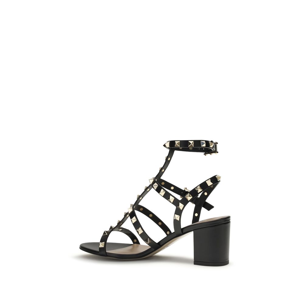 Valentino Garavani Black Calf Leather Bos Taurus Platform Women's Sandals