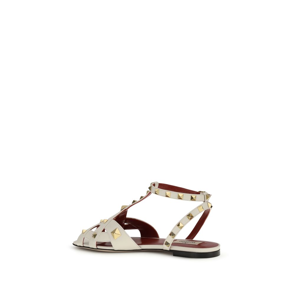 Valentino Garavani Beige Goatskin Flat Women's Sandals